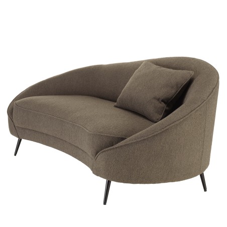 LEOPOLD - Bank 3 zits taupe bouclé stof gebogen rugleuning metalen poten LEOPOLD